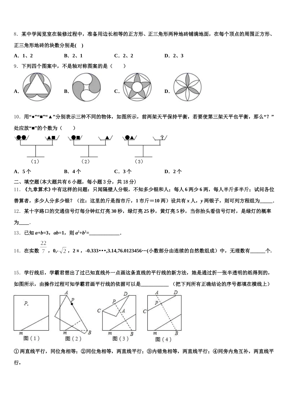 2025年湖北省武汉经济技术开发区第一初级中学七年级数学第二学期期末统考试题含解析_第2页