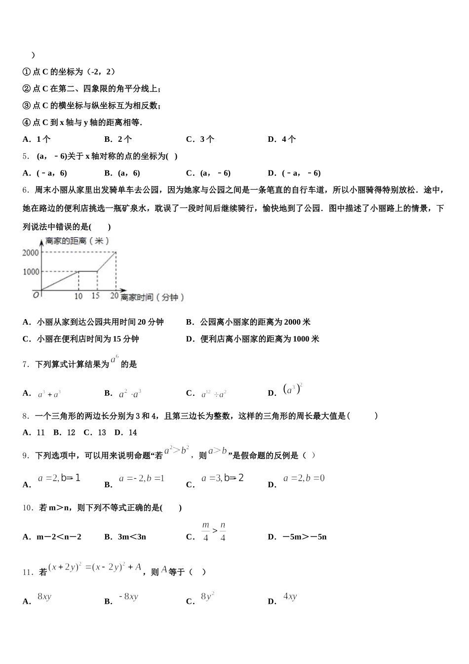 湖北省咸宁市赤壁市中学小2025届七年级数学第二学期期末学业质量监测模拟试题含解析_第2页