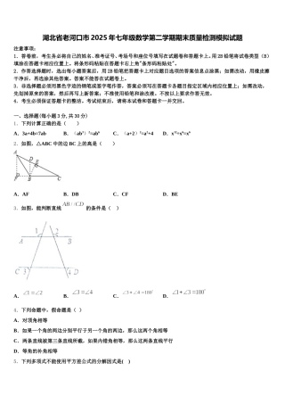 湖北省老河口市2025年七年级数学第二学期期末质量检测模拟试题含解析