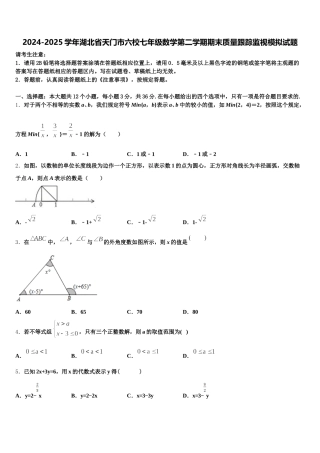 2024-2025学年湖北省天门市六校七年级数学第二学期期末质量跟踪监视模拟试题含解析