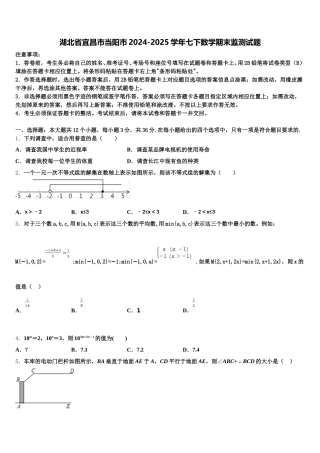 湖北省宜昌市当阳市2024-2025学年七下数学期末监测试题含解析