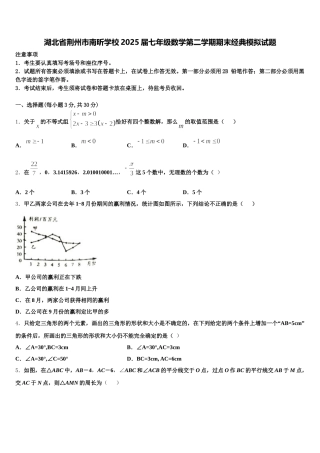 湖北省荆州市南昕学校2025届七年级数学第二学期期末经典模拟试题含解析