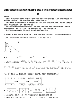 湖北省孝感市孝南区肖港镇肖港初级中学2025届七年级数学第二学期期末达标测试试题含解析
