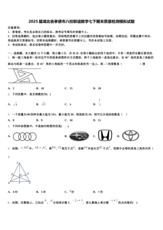 2025届湖北省孝感市八校联谊数学七下期末质量检测模拟试题含解析