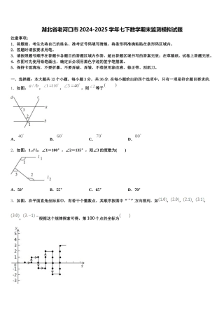 湖北省老河口市2024-2025学年七下数学期末监测模拟试题含解析