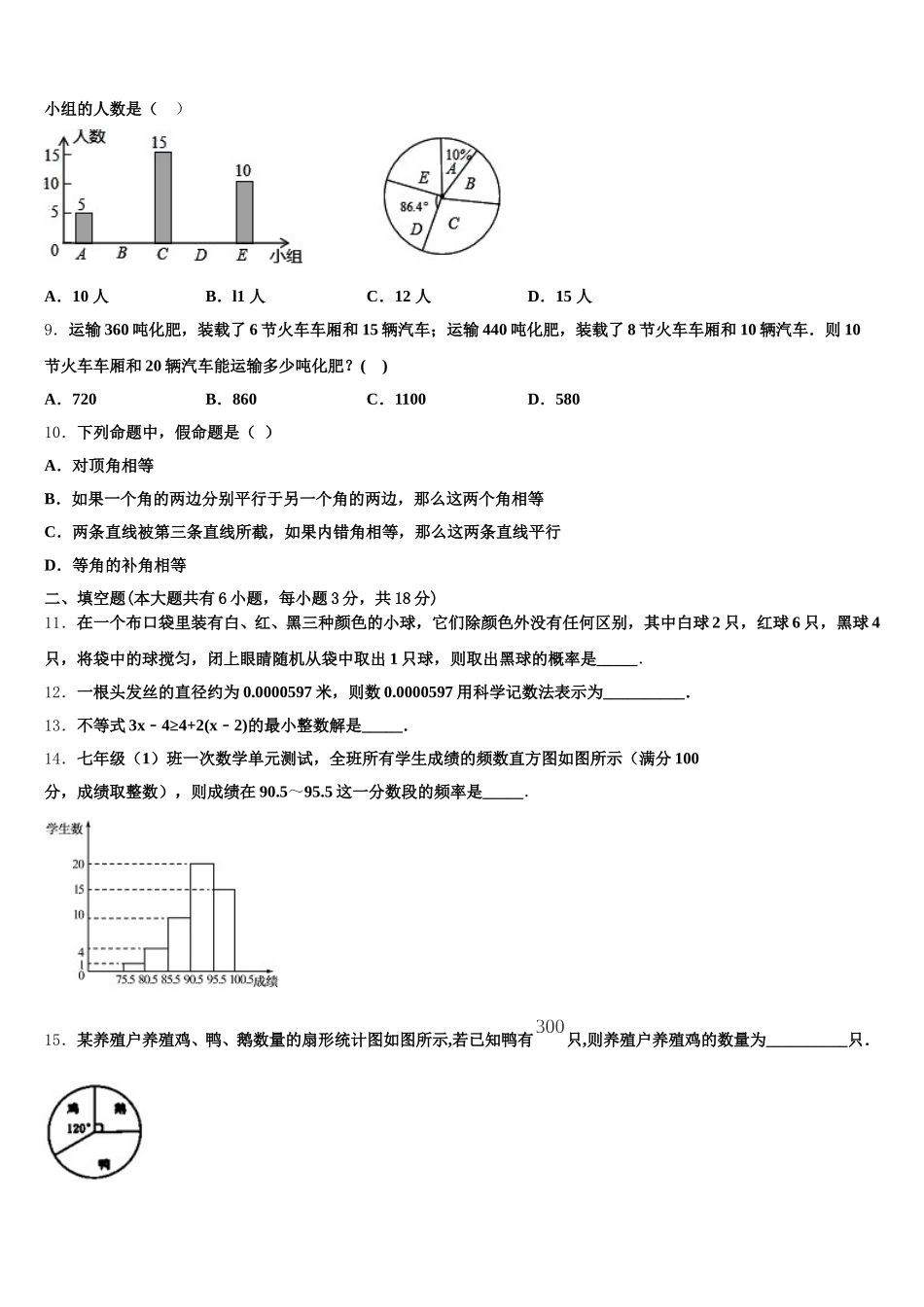 2025届湖北省襄阳市枣阳市蔡阳中学七年级数学第二学期期末质量检测模拟试题含解析_第2页