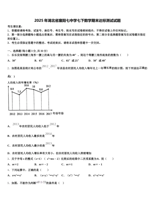 2025年湖北省襄阳七中学七下数学期末达标测试试题含解析