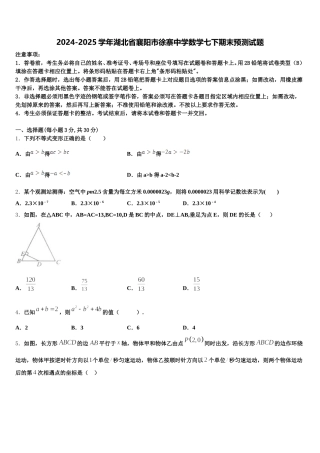2024-2025学年湖北省襄阳市徐寨中学数学七下期末预测试题含解析