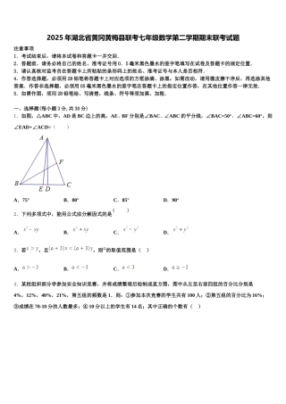 2025年湖北省黄冈黄梅县联考七年级数学第二学期期末联考试题含解析