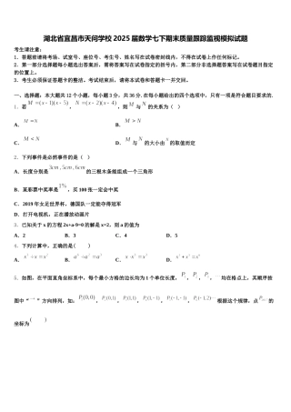 湖北省宜昌市天问学校2025届数学七下期末质量跟踪监视模拟试题含解析