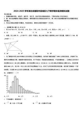 2024-2025学年湖北省襄阳市宜城区七下数学期末监测模拟试题含解析