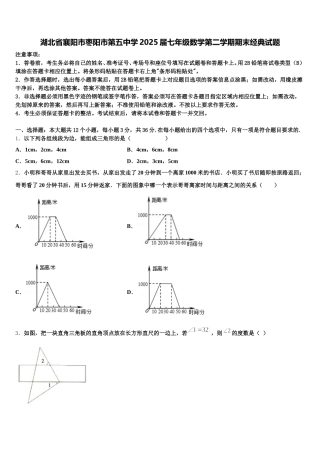 湖北省襄阳市枣阳市第五中学2025届七年级数学第二学期期末经典试题含解析