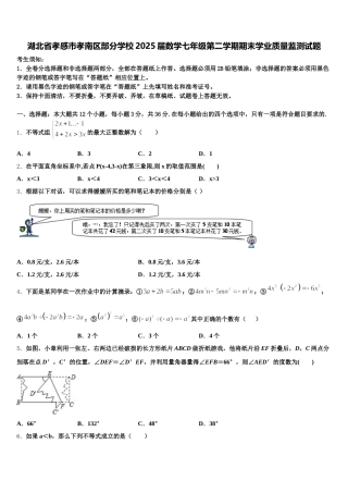 湖北省孝感市孝南区部分学校2025届数学七年级第二学期期末学业质量监测试题含解析
