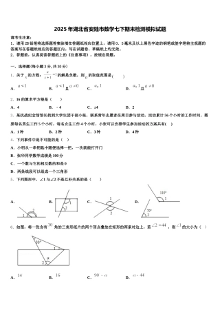 2025年湖北省安陆市数学七下期末检测模拟试题含解析