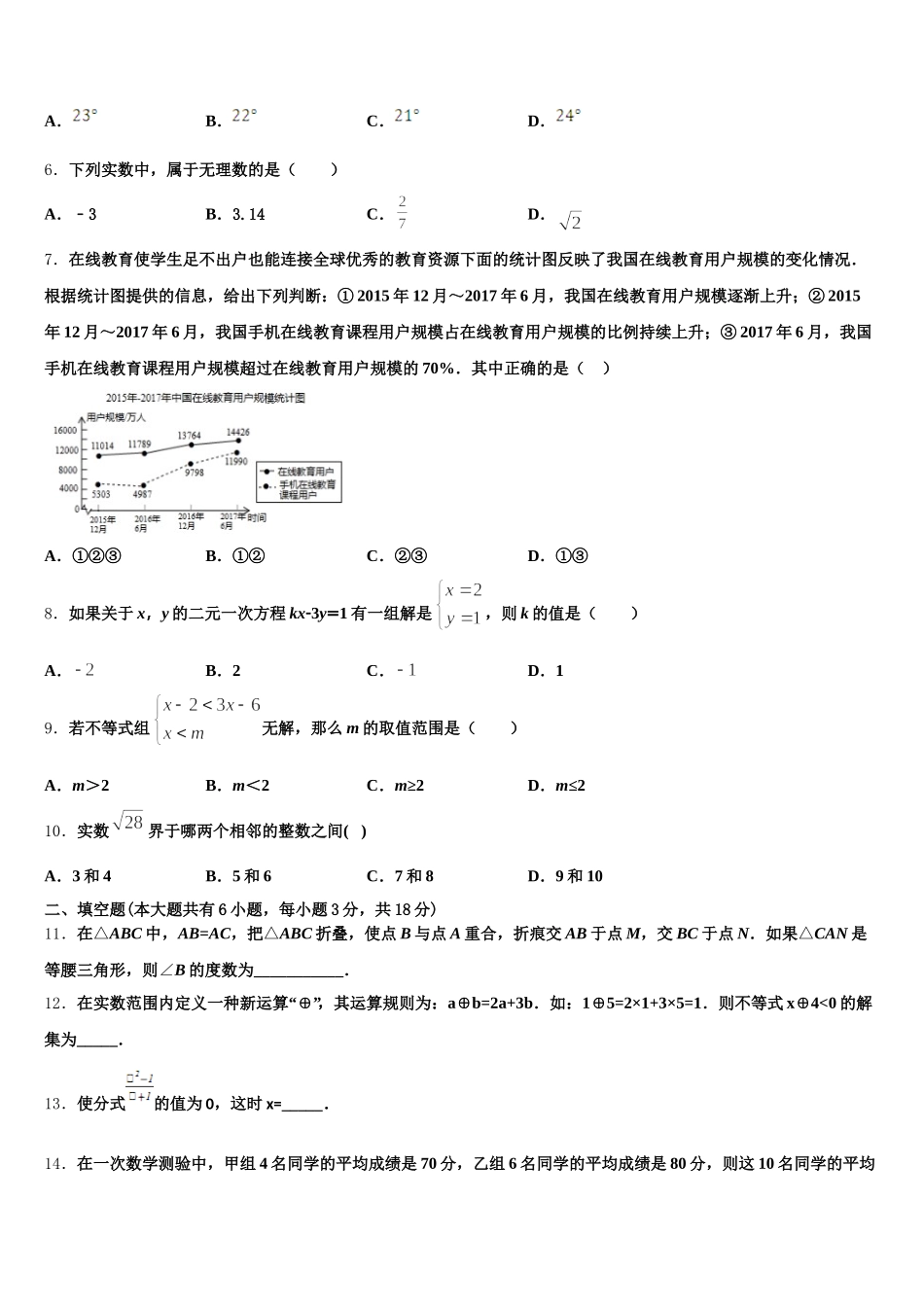 2025年湖北省十堰市竹溪县七年级数学第二学期期末学业质量监测模拟试题含解析_第2页