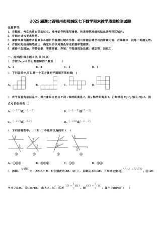 2025届湖北省鄂州市鄂城区七下数学期末教学质量检测试题含解析