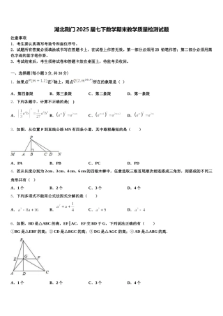 湖北荆门2025届七下数学期末教学质量检测试题含解析