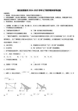 湖北省恩施市2024-2025学年七下数学期末联考试题含解析