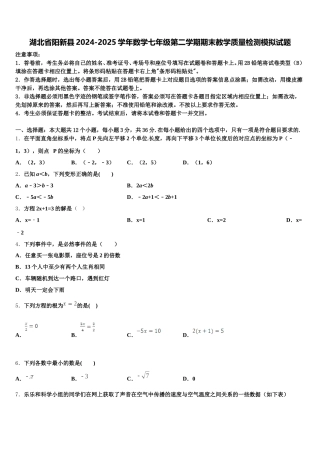 湖北省阳新县2024-2025学年数学七年级第二学期期末教学质量检测模拟试题含解析
