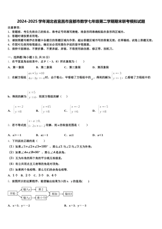 2024-2025学年湖北省宜昌市宜都市数学七年级第二学期期末联考模拟试题含解析