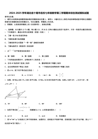 2024-2025学年湖北省十堰市名校七年级数学第二学期期末综合测试模拟试题含解析