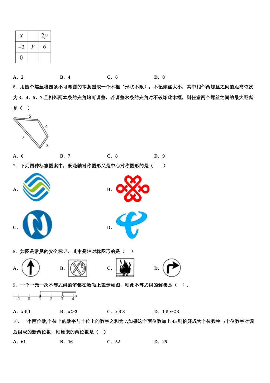 2024-2025学年湖北省武汉市武昌七校数学七下期末达标检测试题含解析_第2页