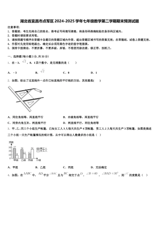 湖北省宜昌市点军区2024-2025学年七年级数学第二学期期末预测试题含解析