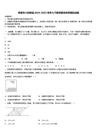 孝感市八校联谊2024-2025学年七下数学期末统考模拟试题含解析