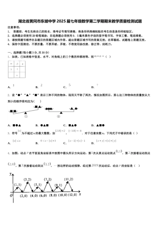 湖北省黄冈市东坡中学2025届七年级数学第二学期期末教学质量检测试题含解析