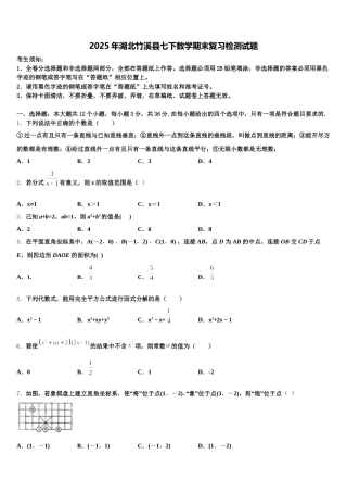 2025年湖北竹溪县七下数学期末复习检测试题含解析