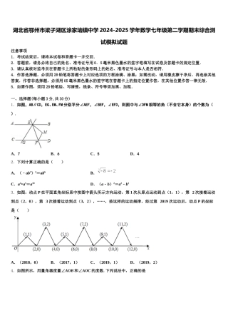 湖北省鄂州市梁子湖区涂家垴镇中学2024-2025学年数学七年级第二学期期末综合测试模拟试题含解析