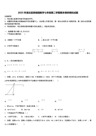 2025年湖北宣恩椒园数学七年级第二学期期末调研模拟试题含解析