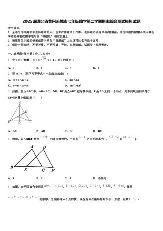 2025届湖北省黄冈麻城市七年级数学第二学期期末综合测试模拟试题含解析