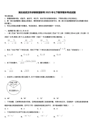 湖北省武汉市求新联盟联考2025年七下数学期末考试试题含解析