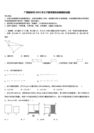 广西桂林市2025年七下数学期末经典模拟试题含解析