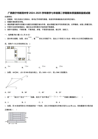 广西南宁市新民中学2024-2025学年数学七年级第二学期期末质量跟踪监视试题含解析