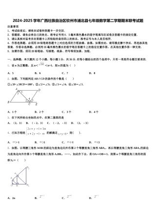 2024-2025学年广西壮族自治区钦州市浦北县七年级数学第二学期期末联考试题含解析