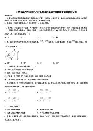 2025年广西桂林市六校七年级数学第二学期期末复习检测试题含解析