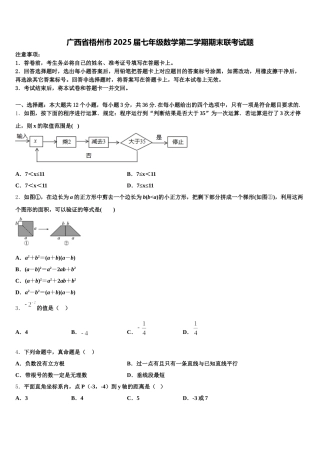 广西省梧州市2025届七年级数学第二学期期末联考试题含解析
