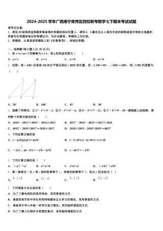 2024-2025学年广西南宁青秀区四校联考数学七下期末考试试题含解析