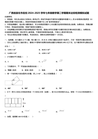 广西省崇左市名校2024-2025学年七年级数学第二学期期末达标检测模拟试题含解析