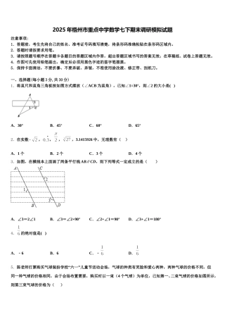 2025年梧州市重点中学数学七下期末调研模拟试题含解析