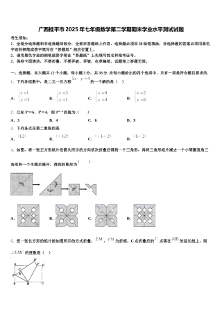 广西桂平市2025年七年级数学第二学期期末学业水平测试试题含解析
