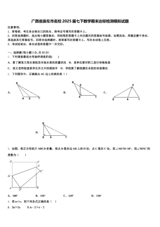 广西省崇左市名校2025届七下数学期末达标检测模拟试题含解析