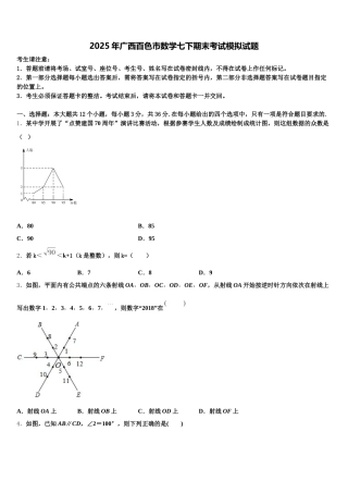 2025年广西百色市数学七下期末考试模拟试题含解析