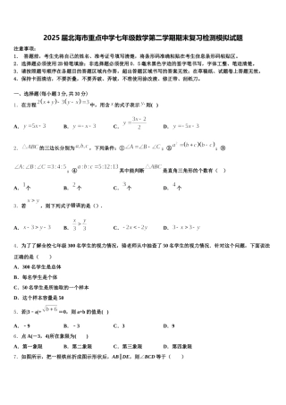2025届北海市重点中学七年级数学第二学期期末复习检测模拟试题含解析