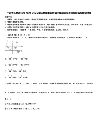 广西省玉林市名校2024-2025学年数学七年级第二学期期末质量跟踪监视模拟试题含解析