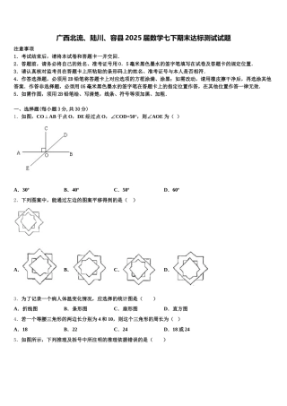 广西北流、陆川、容县2025届数学七下期末达标测试试题含解析