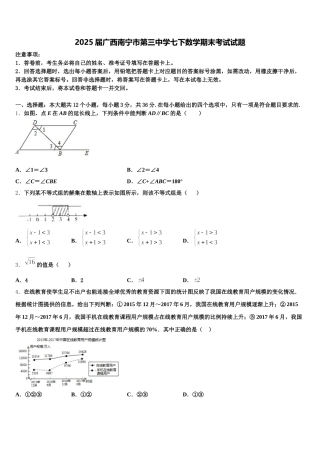 2025届广西南宁市第三中学七下数学期末考试试题含解析