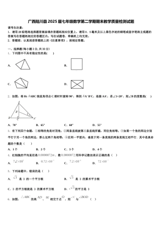 广西陆川县2025届七年级数学第二学期期末教学质量检测试题含解析